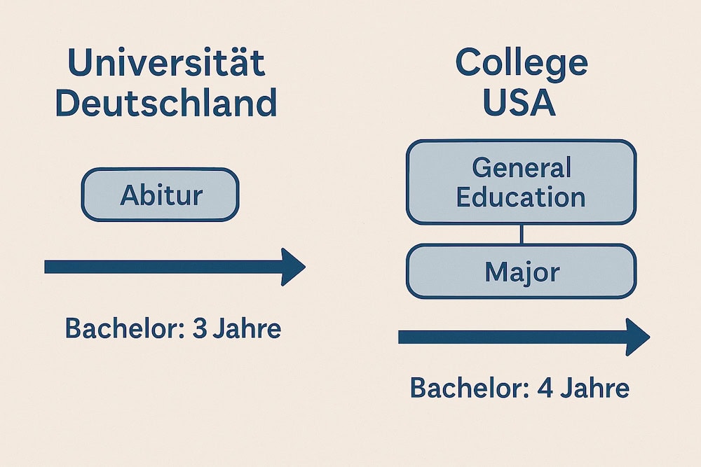 Infographik des Studienvergleiches zwischen Deutschland und den USA