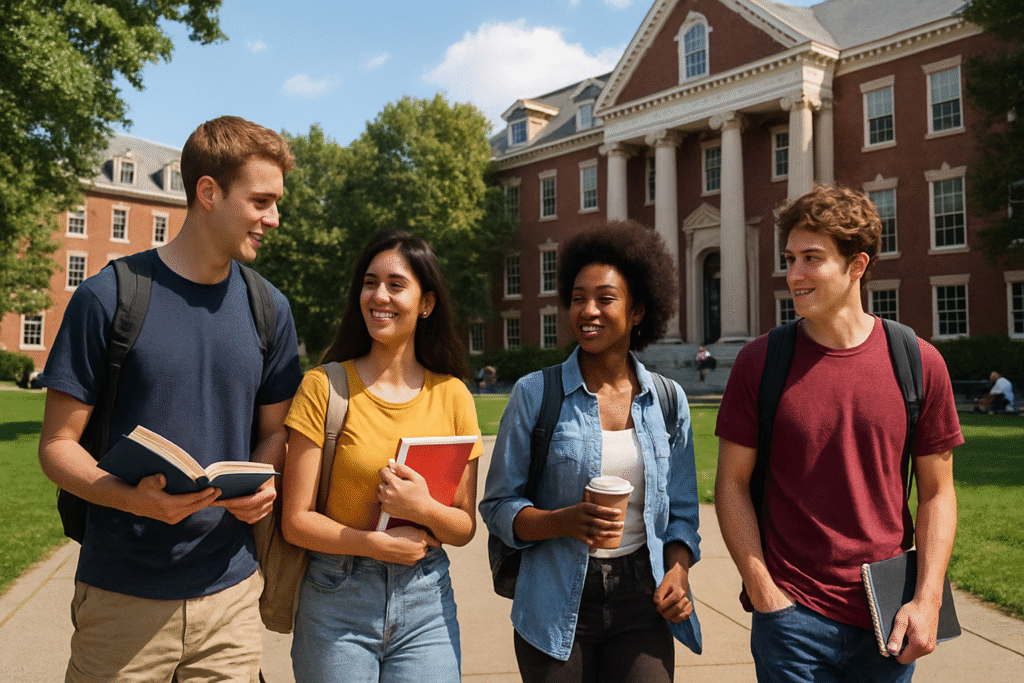 Studenten auf dem Campus einer Top-Universität in den USA