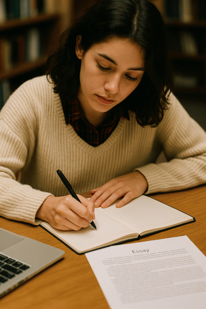 Student schreibt Essay für US-College Bewerbung