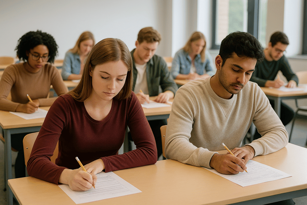 Deutsche Abiturienten beim Lernen für SAT und ACT Tests