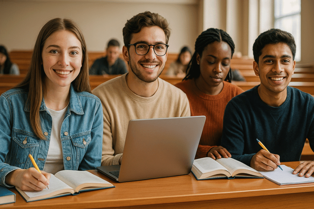 Studierende in einer Honors Class diskutieren angeregt in kleiner Gruppe