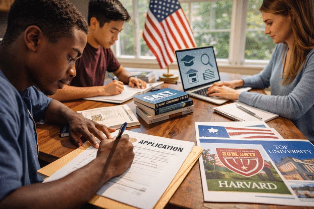 Studierende bereiten ihre Bewerbung für US-Universitäten vor