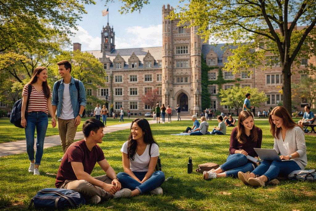 Studierende auf dem Campus einer Eliteuniversität in den USA