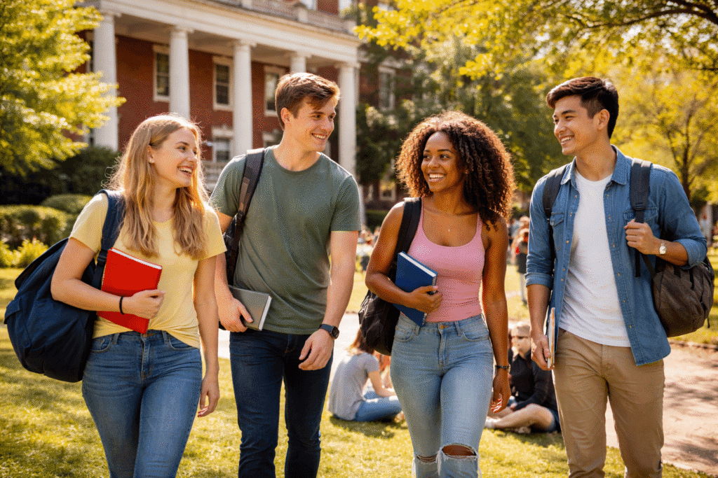 Studentenleben in den USA auf einem Universitätscampus