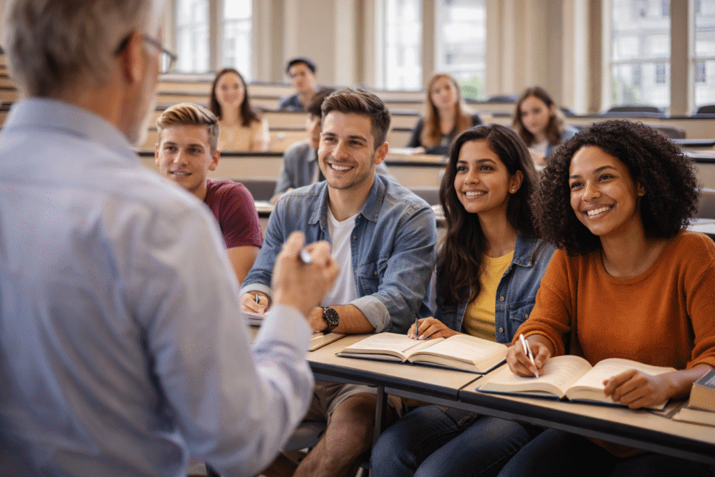 Studierende auf dem Campus einer Top US-Universität in einer Vorlesung