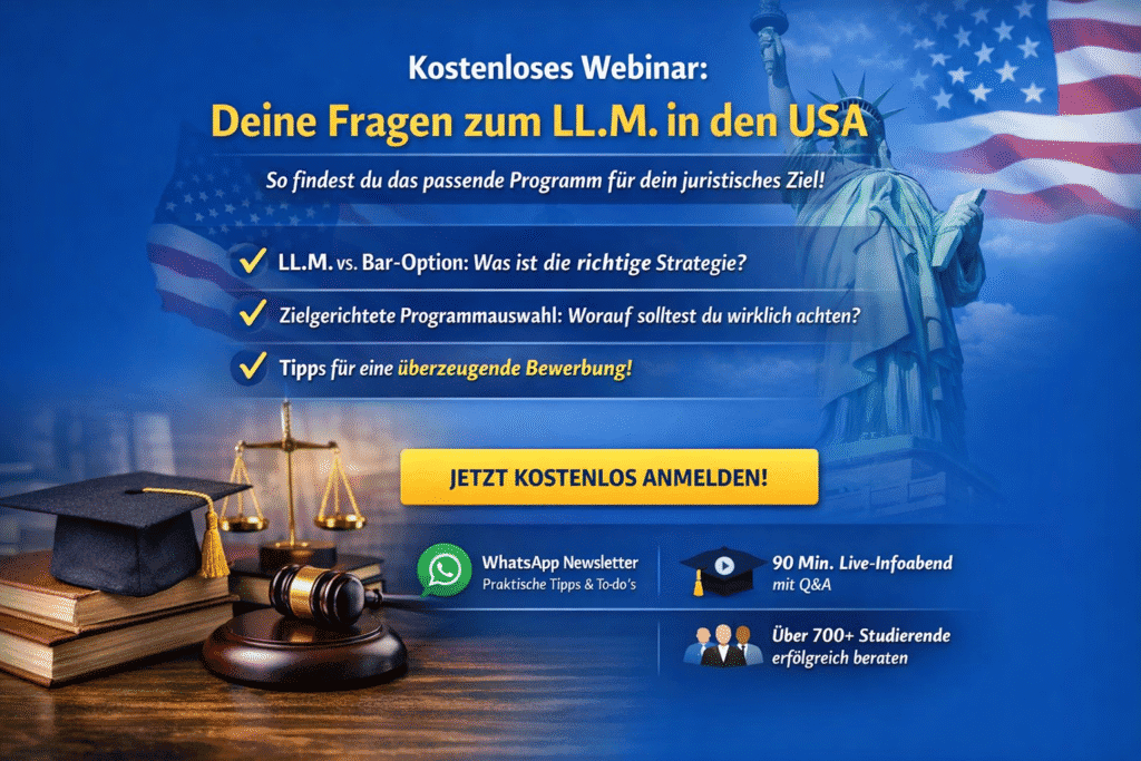 Unterlagen für Bewerbung und strategische Planung eines LL.M. in den USA mit möglicher Bar-Option